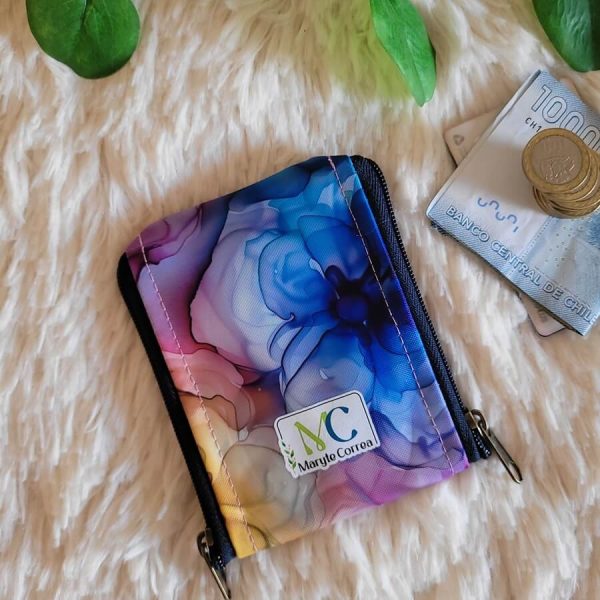 Colección Encanto – Monedero doble – Flores acuarela P1